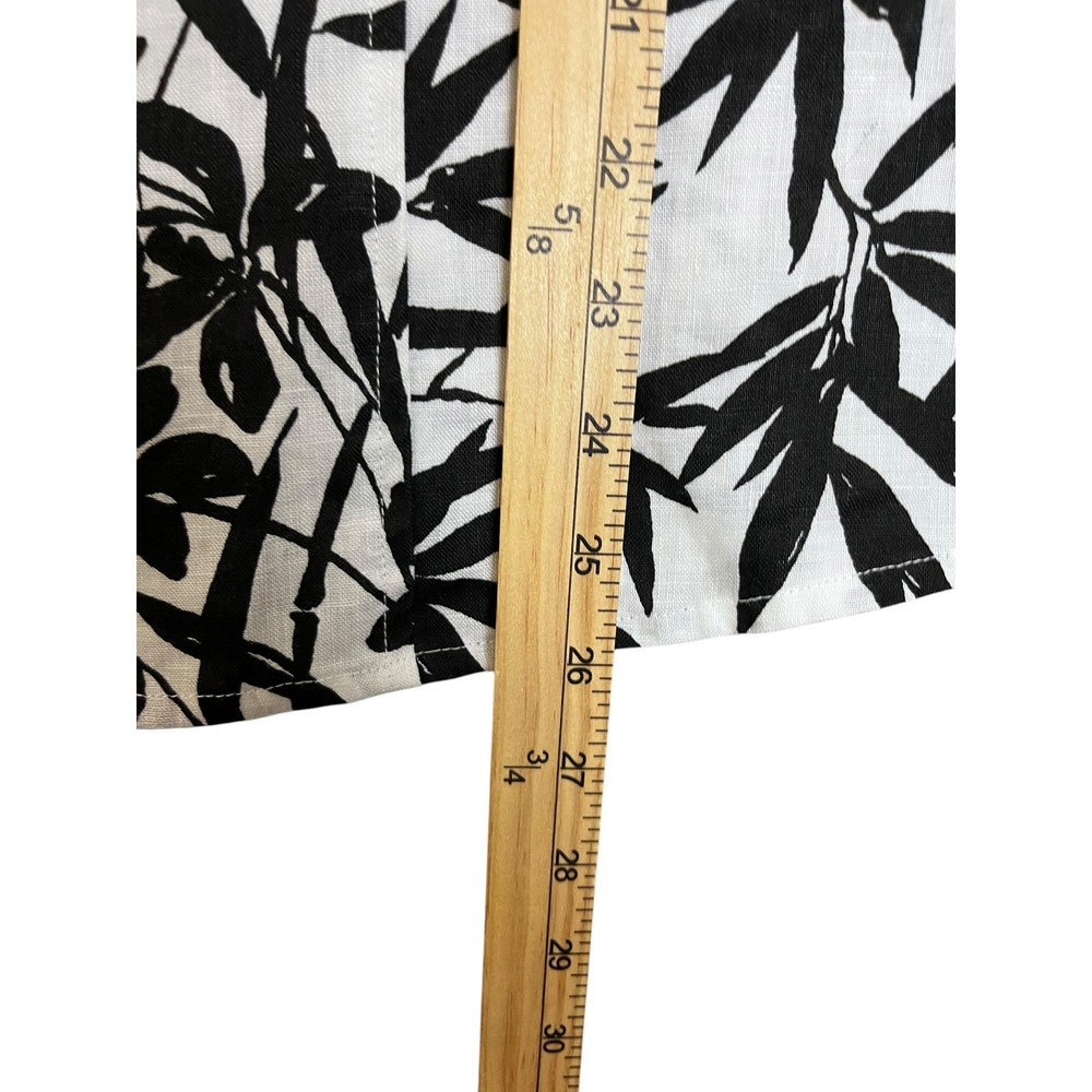 Westbound Womens 16 Linen Button Up Shirt Black White Floral Bamboo Camp Blouse - Picture 7 of 8